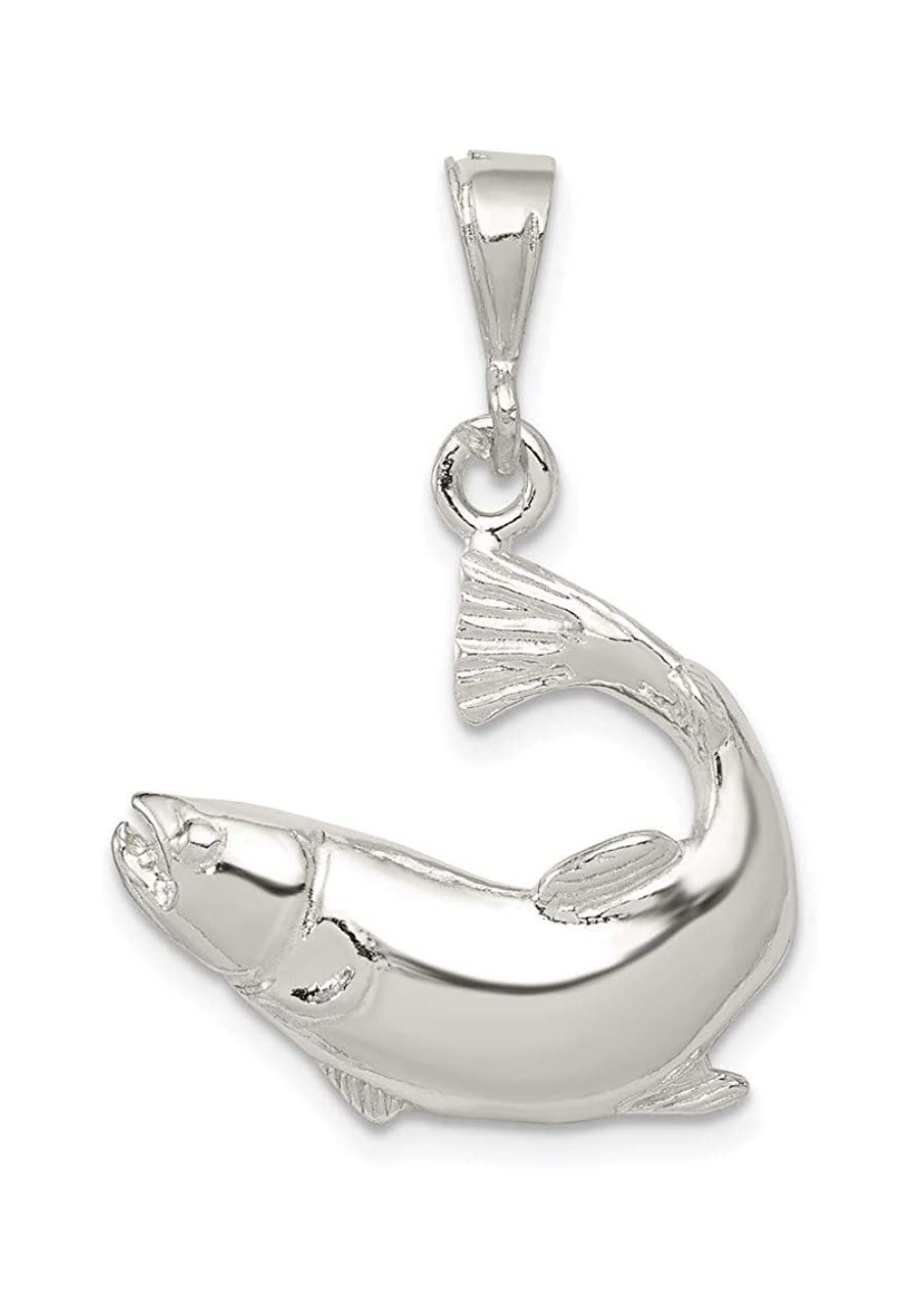 Sterling Silver Polished Salmon Pendant 30mm 20.5mm style QC8767 $26.94 Pendants & Coins