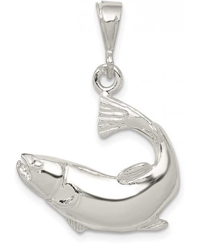 Sterling Silver Polished Salmon Pendant 30mm 20.5mm style QC8767 $26.94 Pendants & Coins