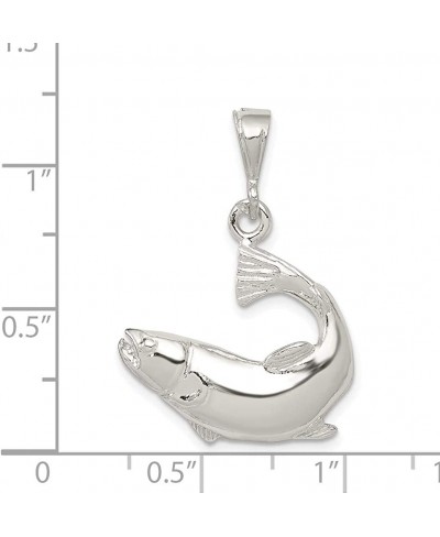 Sterling Silver Polished Salmon Pendant 30mm 20.5mm style QC8767 $26.94 Pendants & Coins