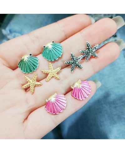 Seashell Set Pierce Stud Earrings Assorted Boho Earrings Beach Jewelry for Girls and Womens Set of 4 Pairs $6.47 Stud