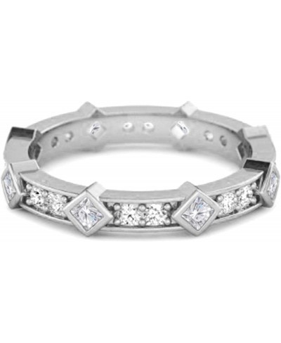 Multi Choice Your Gemstone 0.80 Ct Princess in Round Band 925 Sterling Silver Art Deo Ring $39.40 Stacking