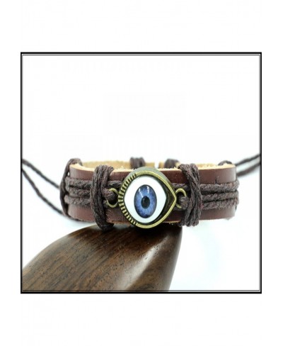 Punk Ethnic Layered Leather Evil Eye Bead Cuff Bracelet Adjustable Braided Woven Hamsa Hand Wrap Elephant Owl Animal Wristban...