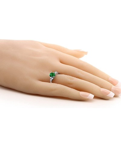 925 Sterling Silver Green Simulated Emerald and White Topaz Women Ring (0.92 Cttw Oval 6X4MM Available in size 5 6 7 8 9) $44...