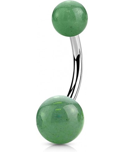 14GA Natural Stone Ends with Threaded Steel Inserts 316L Surgical Stainless Steel Barbell Navel Belly Button Ring $11.93 Pier...
