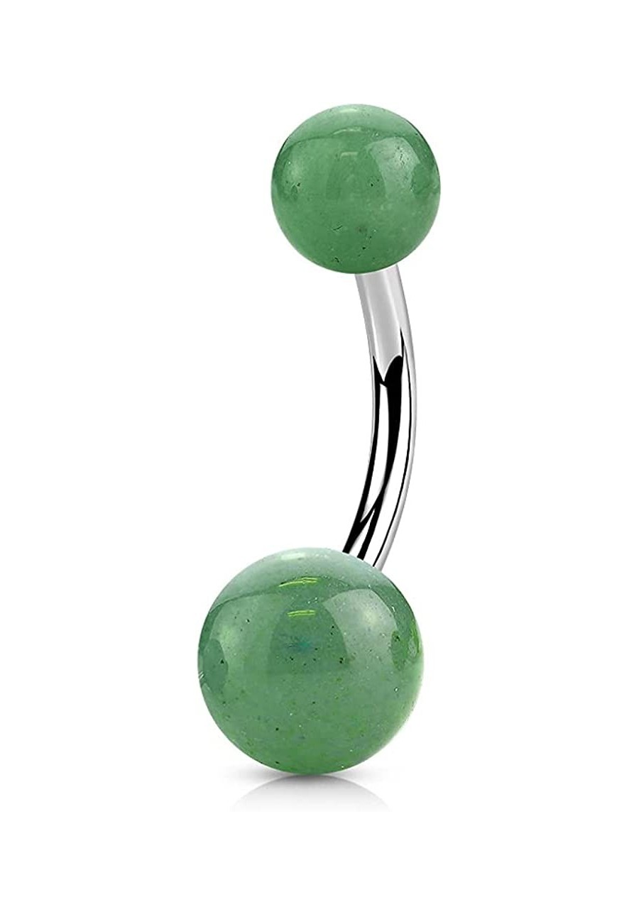 14GA Natural Stone Ends with Threaded Steel Inserts 316L Surgical Stainless Steel Barbell Navel Belly Button Ring $11.93 Pier...