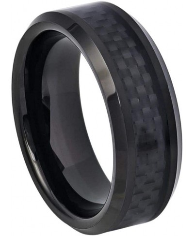 Free Personalized Laser Engraving Ring for Men and Ring for Women Tungsten Band Rings 8mm High Polished Black IP Plated with ...