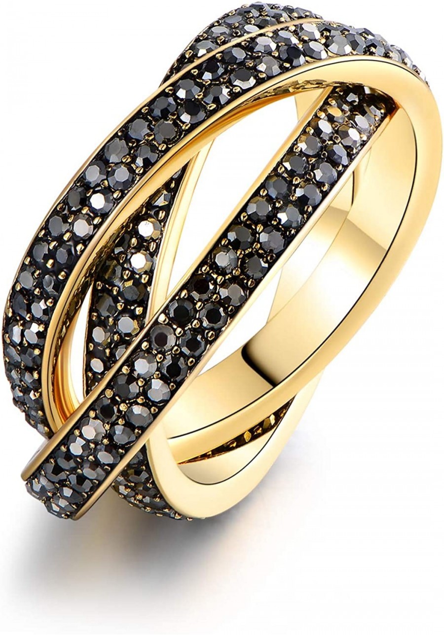 18K Gold Plated Three-Tone & One Tone Cubic Zirconia Rolling Rings $21.30 Statement