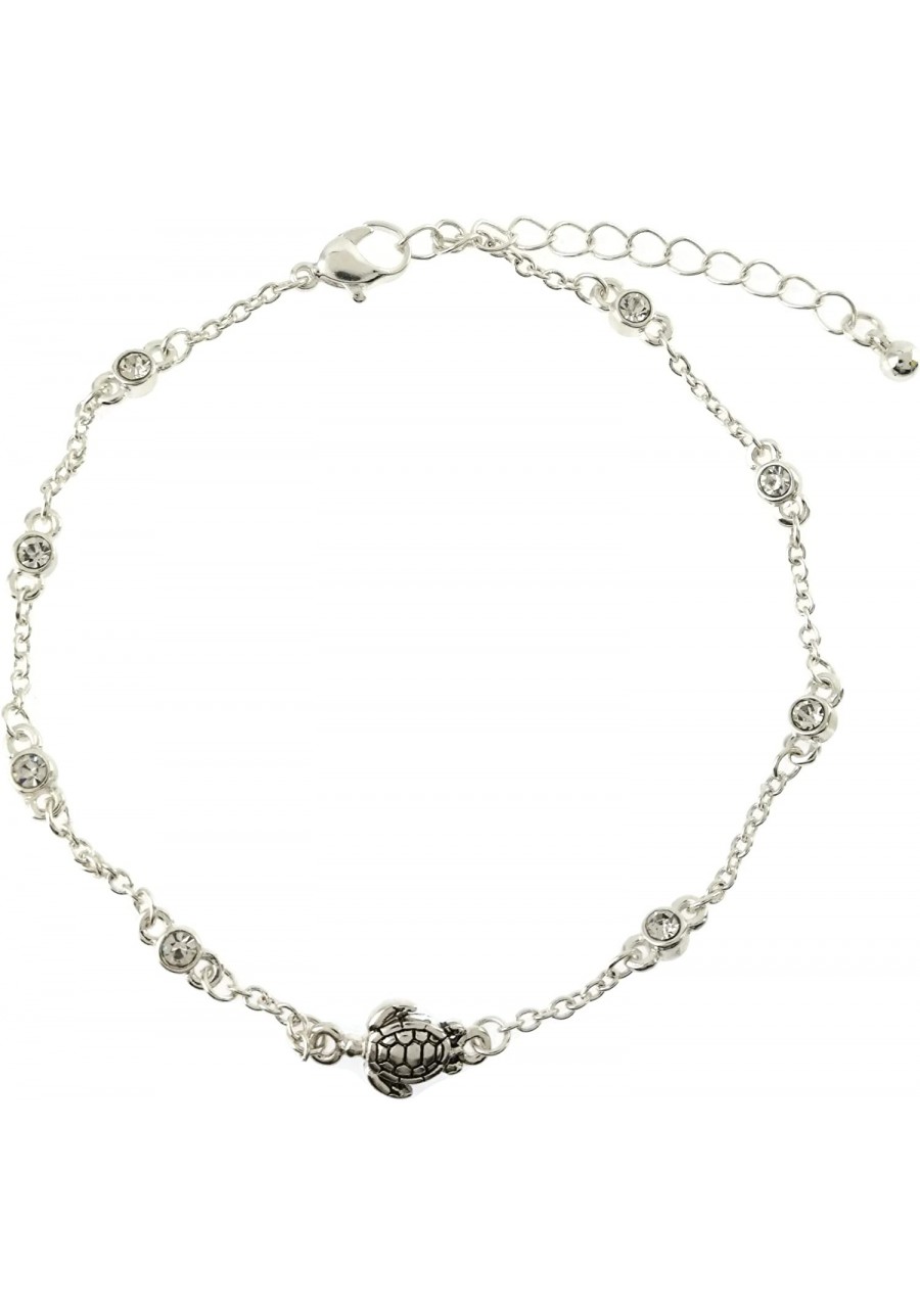 Turtle Charm Color Stone Sealife Link Anklet $7.69 Anklets