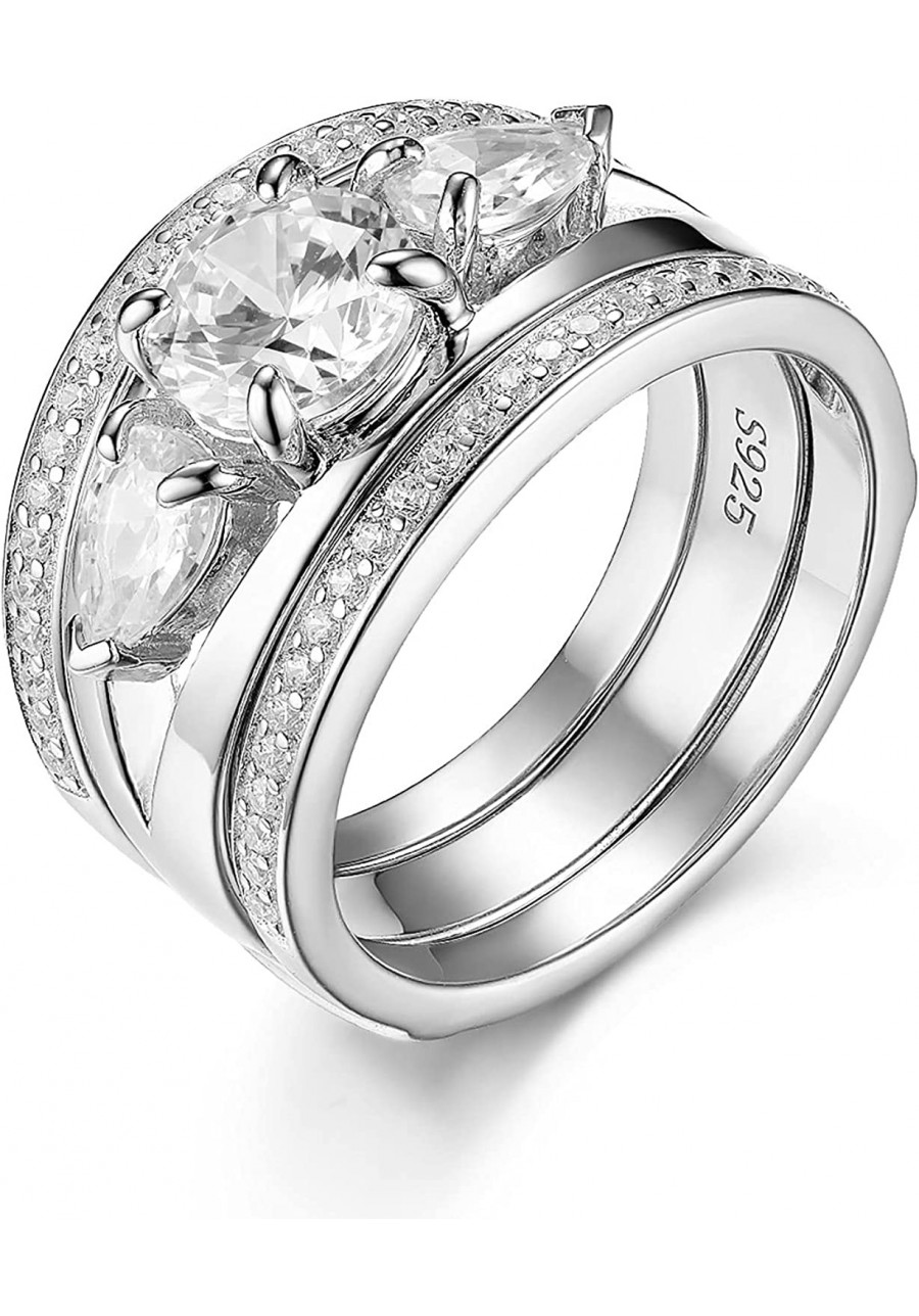 Women's Engagement Wedding Set Ring 925 Sterling Silver 1.2CT Round Cubic Zirconia with 1pc band $44.65 Bridal Sets