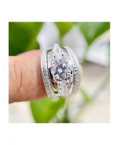 Women's Engagement Wedding Set Ring 925 Sterling Silver 1.2CT Round Cubic Zirconia with 1pc band $44.65 Bridal Sets