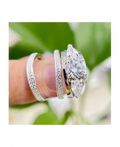 Women's Engagement Wedding Set Ring 925 Sterling Silver 1.2CT Round Cubic Zirconia with 1pc band $44.65 Bridal Sets