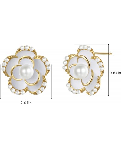 Rose Flower Stud Earrings for Women - 14k Gold Plated Hypoallergenic Black/Red/White Enamel Rose Flower Stud Earrings Preciou...