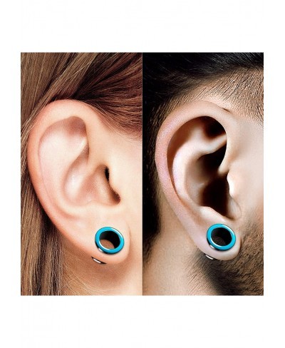 Pair of Light Blue Acrylic Flesh Tunnels Screw Colored Rim Piercing Jewelry Stretcher Ear Plugs Earring Lobe $15.07 Piercing ...