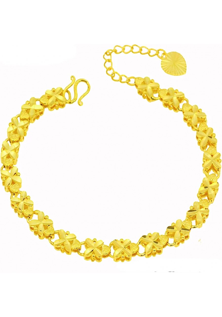 24 K Yellow Gold Plated Bracelet For Women Big Girls Medium $14.74 Link