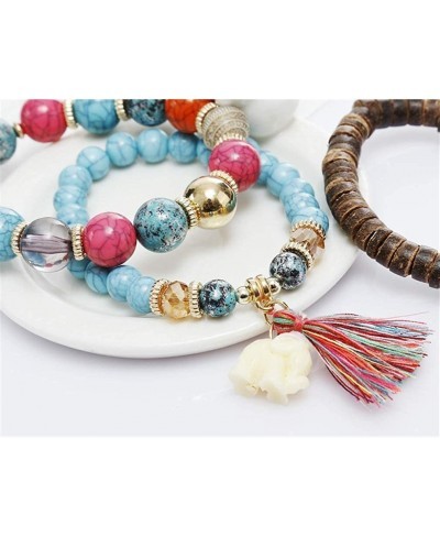 Bohemian Style Stretch Bracelet Simple Elephant Tassel Pendant Boho Beads Stackable Multilayer Bracelets Gift $5.60 Stretch