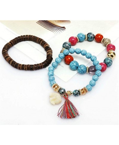 Bohemian Style Stretch Bracelet Simple Elephant Tassel Pendant Boho Beads Stackable Multilayer Bracelets Gift $5.60 Stretch