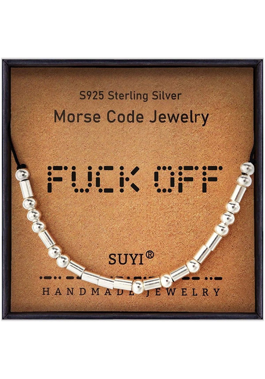 Morse Code Bracelet Sterling Silver Beads on Silk Cord Handmade Friendship Bracelet Gifts for Her $18.17 Strand