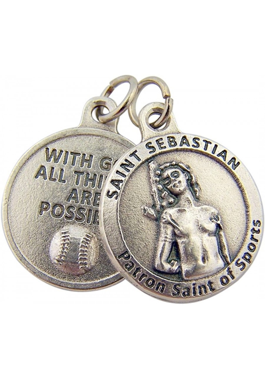 Silver Toned Base with God All Things are Possible Saint Sebastian Sports Medal 3/4 Inch (Baseball) … $7.74 Pendants & Coins