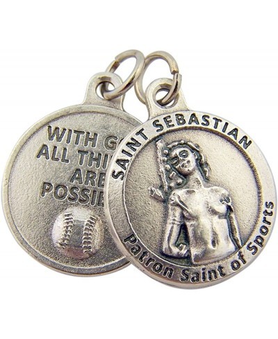 Silver Toned Base with God All Things are Possible Saint Sebastian Sports Medal 3/4 Inch (Baseball) … $7.74 Pendants & Coins