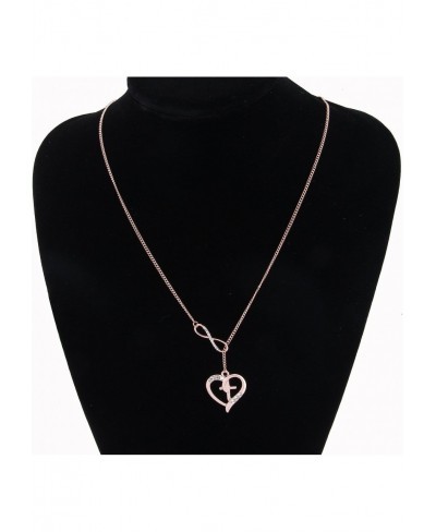 Rose Gold Cross in Heart Infinity Lariat Necklace Rhinestone Necklace with Long Chain $19.91 Pendant Necklaces