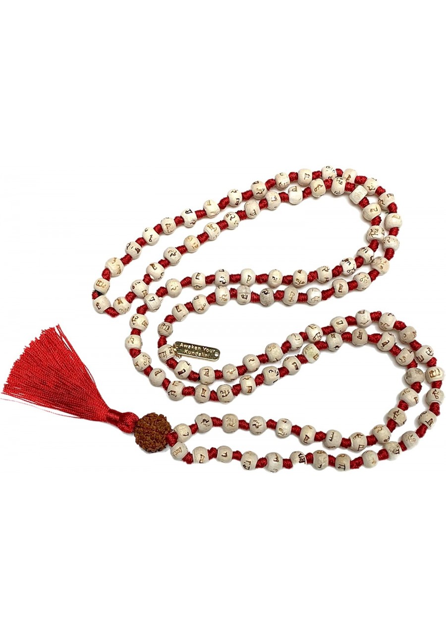 Tulsi mala Beads necklace Holy Basil - w/ 5 Mukhi Rudraksha 5 Face Rudraksh Buddhist 108 Prayer Beads Ram mala - Chanting Man...