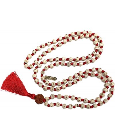 Tulsi mala Beads necklace Holy Basil - w/ 5 Mukhi Rudraksha 5 Face Rudraksh Buddhist 108 Prayer Beads Ram mala - Chanting Man...