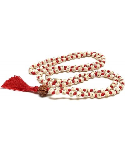 Tulsi mala Beads necklace Holy Basil - w/ 5 Mukhi Rudraksha 5 Face Rudraksh Buddhist 108 Prayer Beads Ram mala - Chanting Man...