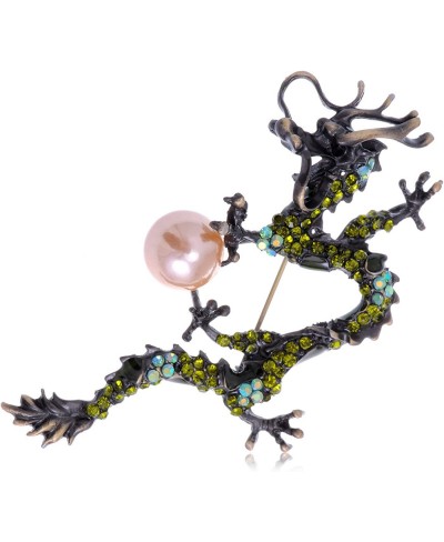 Citrine Faux Pearl Colorful Crystal Rhinestone Simulated Pearl Dragon Pin Brooch $19.35 Brooches & Pins