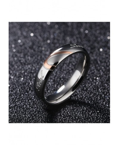 2pcs "Real Love" Stainless Steel Love Heart Couple Ring Wedding Engagement Band Men Women Promise Jewelry $8.48 Bands