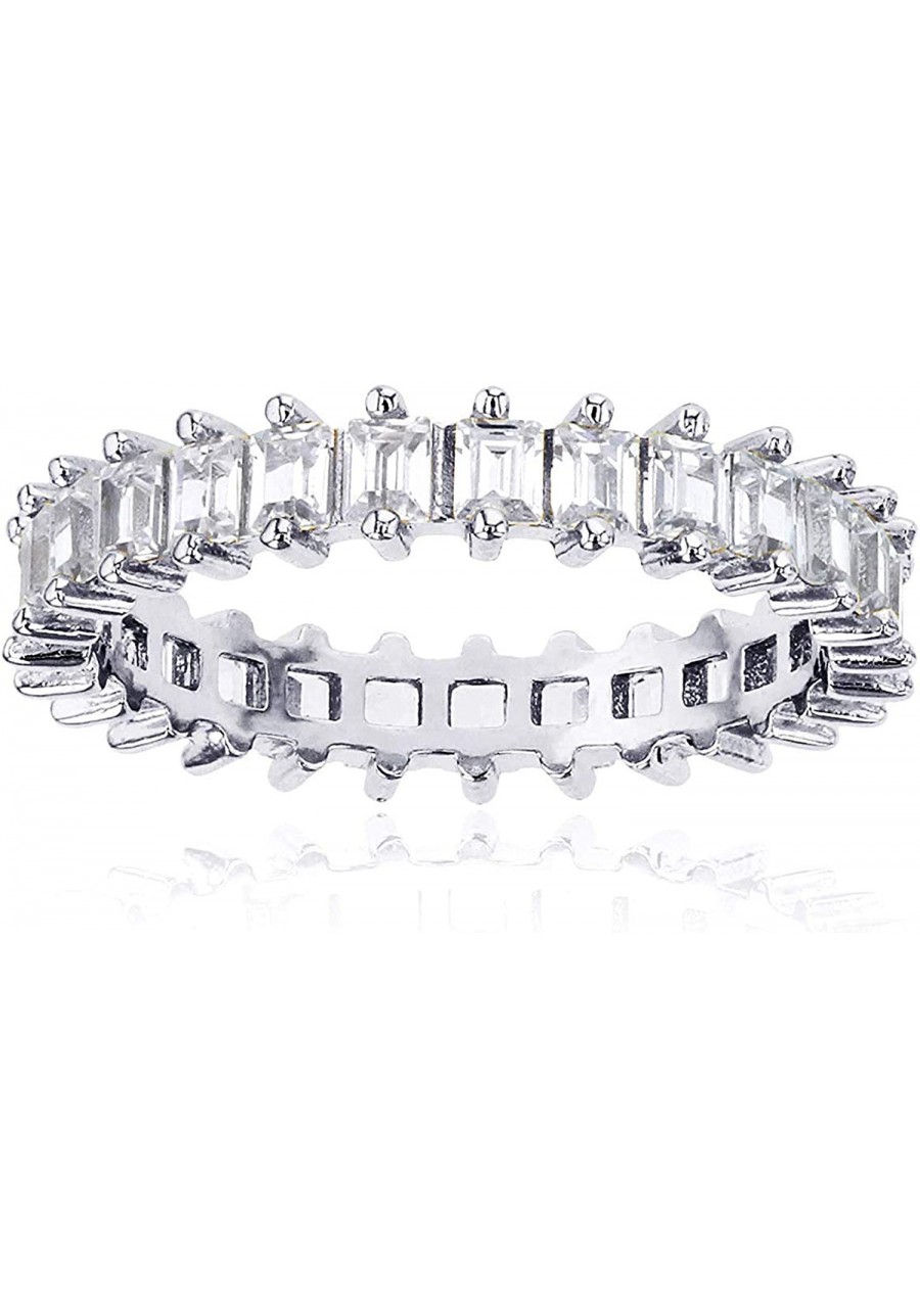 Sterling Silver 3.50mm Cubic Zirconia Baguette Eternity Band Ring For Women and Girls Best Gift for Her Cubic Zirconia Eterni...