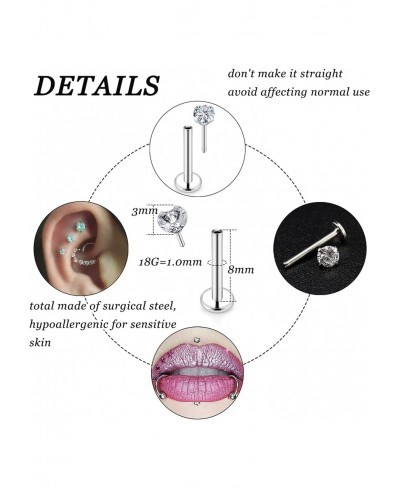 20G 18G 16G Push in Lip Rings Stainless Surgical Steel Labret Jewelry Monroe Lip Ring Nail Cartilage Tragus Helix Earrings St...