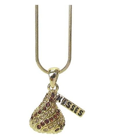 Fashion Jewelry ~ Small Brown Crystal Candy Chocolate Kisses Pendant Necklace for Women Casual $20.03 Y-Necklaces