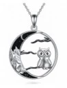 Owl/Raven Necklace for Women Sterling Silver Crescent Moon Black Owl Mountain Jewelry $34.95 Pendant Necklaces