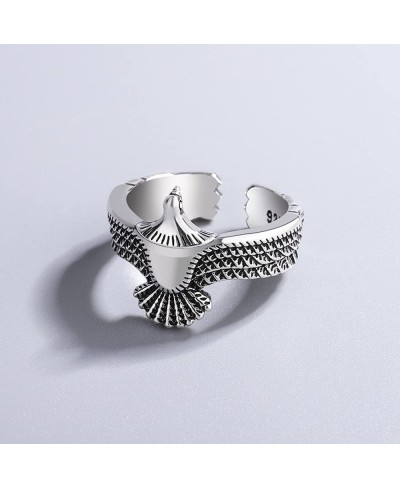 Vintage Eagle Stackable Ring for Women Girls Cool Bird Chunky Wide Open Adjustable Statement Finger Band Silver Plated Knuckl...