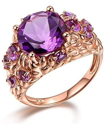 18K Rose Gold Plated Vintage Amethyst Ring Luxury Imitation Amethyst Ring for Women Inlaid with Colored Gemstones (US Code 7)...