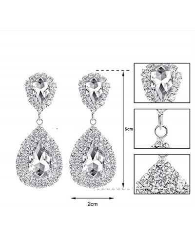 Luxury Full Crystal Bling Bling Teardrop Earrings Silver Plated Rhinestone Diamond like Brilliance Dangle Earrings for Women ...