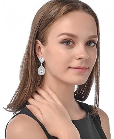 Luxury Full Crystal Bling Bling Teardrop Earrings Silver Plated Rhinestone Diamond like Brilliance Dangle Earrings for Women ...