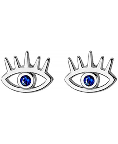 Hollow Evil Eye Tiny Blue CZ Stud Earrings 925 Sterling Silver Small Studs for Women Cartilage Tragus Helix Conch Hypoallerge...