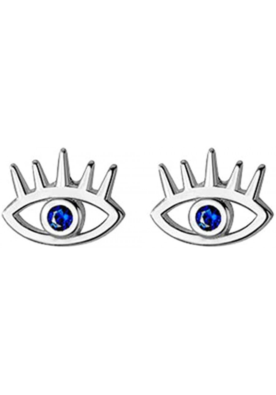 Hollow Evil Eye Tiny Blue CZ Stud Earrings 925 Sterling Silver Small Studs for Women Cartilage Tragus Helix Conch Hypoallerge...