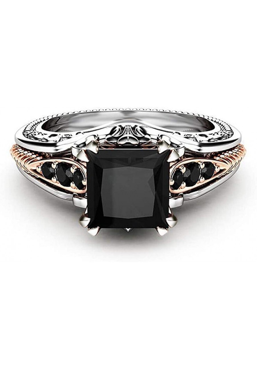 Rings Women Black Diamond Cut Diamond Princess Jewelry Wedding Engagement Gift $8.41 Engagement Rings