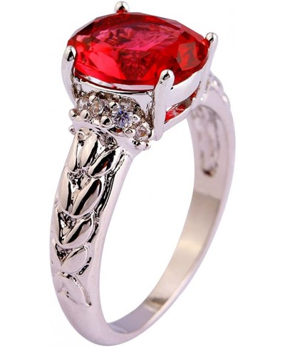 925 Sterling Silver Created Ruby Spinel Filled Bypass Band Promise Ring $4.97 Wedding Bands