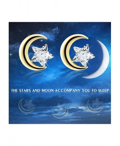 925 Sterling Silver Moon and Star Earring Stud for Women Made with Austrian Crystal Cute Fashion Tiny Gift $22.89 Stud