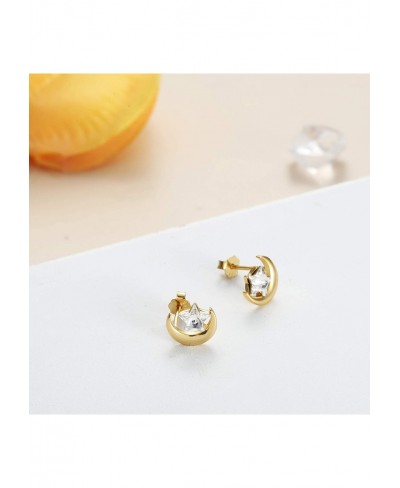 925 Sterling Silver Moon and Star Earring Stud for Women Made with Austrian Crystal Cute Fashion Tiny Gift $22.89 Stud