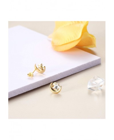 925 Sterling Silver Moon and Star Earring Stud for Women Made with Austrian Crystal Cute Fashion Tiny Gift $22.89 Stud