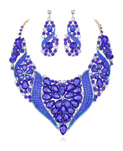 Women's Statement Floral Austrian Crystal Cluster Scoop Necklace and Post Earrings Set $33.60 Jewelry Sets