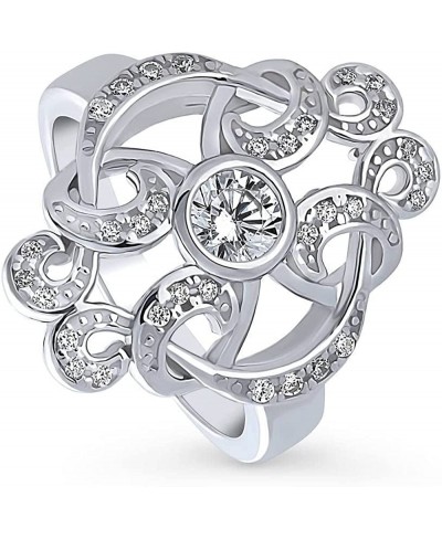 Sterling Silver Flower Cubic Zirconia CZ Statement Art Deco Cocktail Fashion Ring for Women Rhodium Plated Size 4-10 $35.51 S...