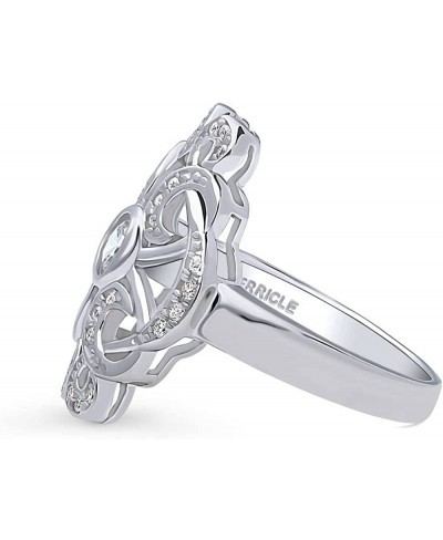 Sterling Silver Flower Cubic Zirconia CZ Statement Art Deco Cocktail Fashion Ring for Women Rhodium Plated Size 4-10 $35.51 S...