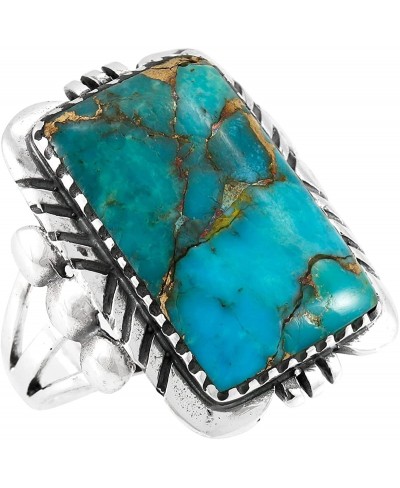 Turquoise Ring Sterling Silver 925 Genuine Gemstones Size 6 to 11 $37.29 Statement