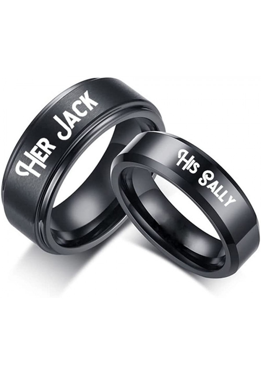 His Sally Her Jack Matching Couple Rings for Women Girl Men Boy Stainless Steel Promise Wedding Thumb Middle Knuckle Finger B...