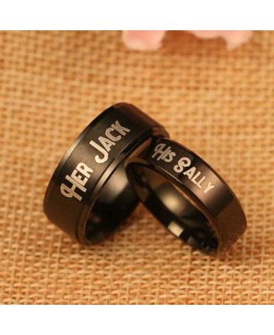 His Sally Her Jack Matching Couple Rings for Women Girl Men Boy Stainless Steel Promise Wedding Thumb Middle Knuckle Finger B...